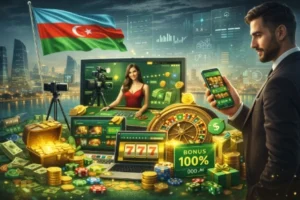 Azərbaycanda onlayn kazino inkişafı, mobil oyun, canlı kazino və rəqəmsal artım vizualı